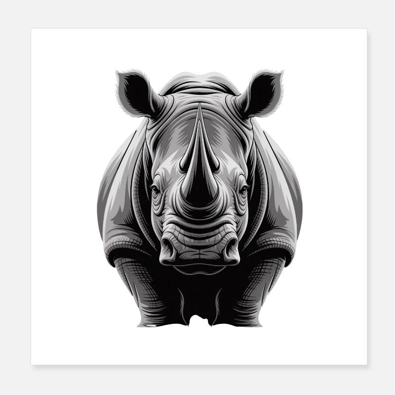 Rhinocéros Poster 20 x 20 cm