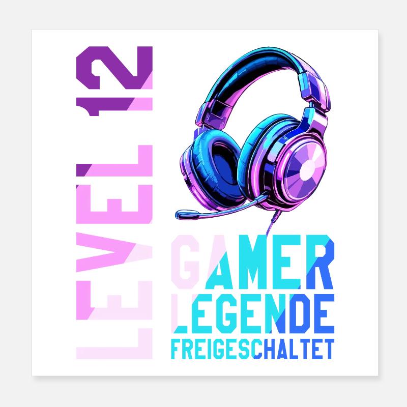 12. Geburtstag Junge Mädchen Gaming Level 12 Jahre Poster 20x20 cm
