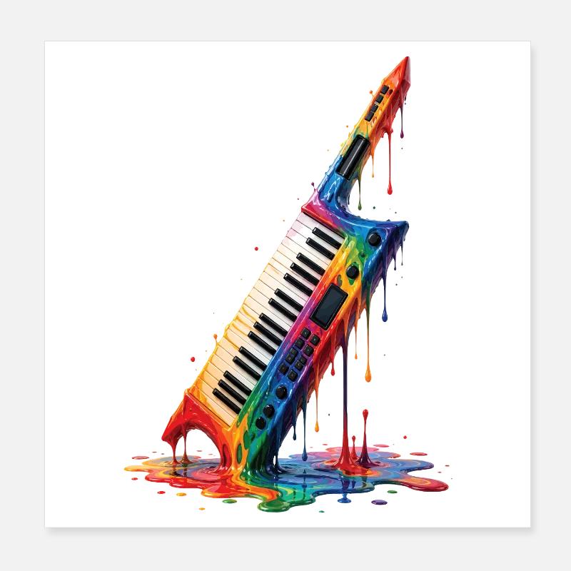 Keytar with dripping colors Poster 8" x 8" (20x20 cm)