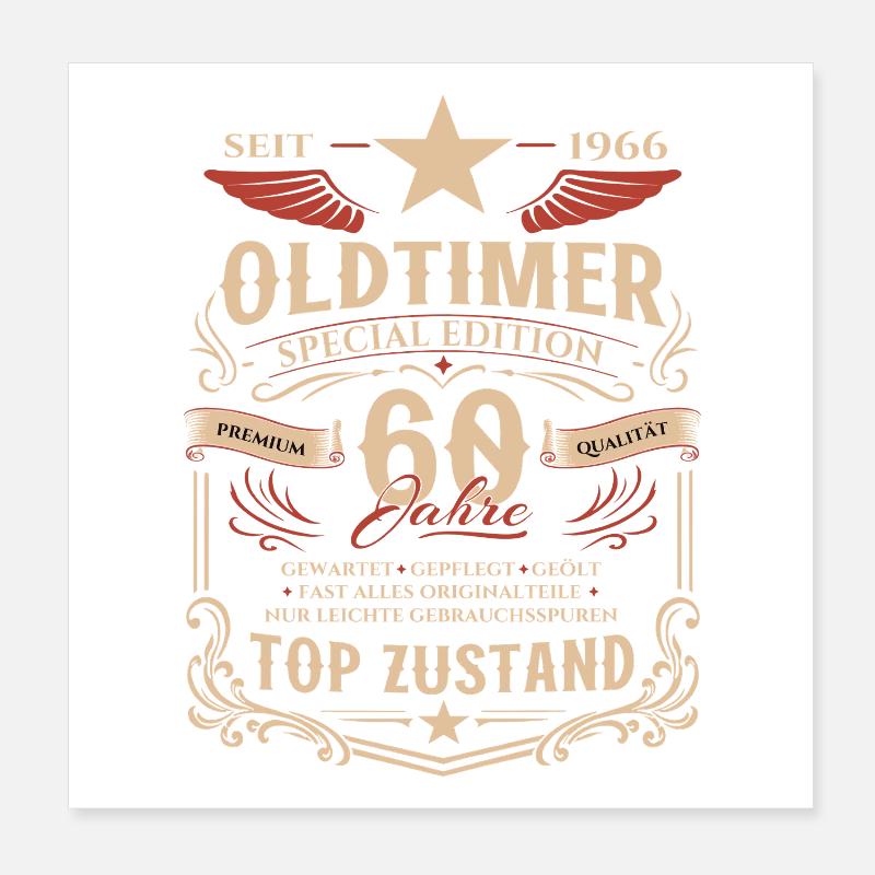 60. Geburtstag Geschenk Mann Oldtimer Vintage 1966 Poster 20x20 cm