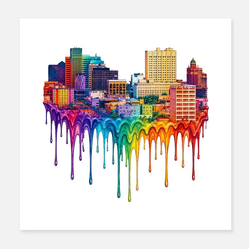 El Paso Texas Dripping Paint Poster 8" x 8" (20x20 cm)
