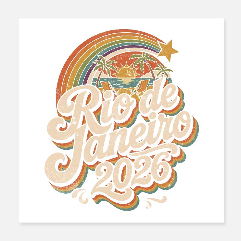 Rio 2026 Retro-Logo Poster 20x20 cm