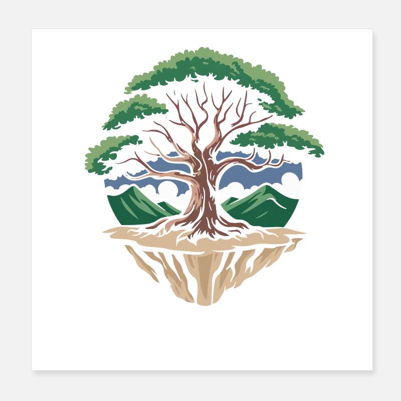 Paysage du cercle de l’île Tree Poster 20 x 20 cm