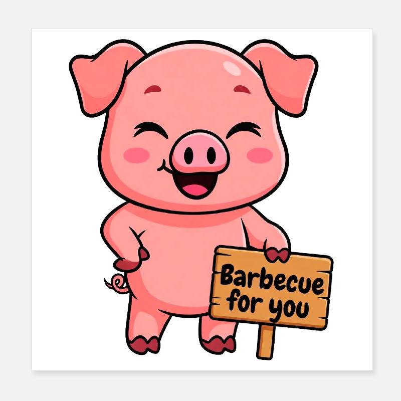 Un cochon amical vous invite à un barbecue Poster 20 x 20 cm