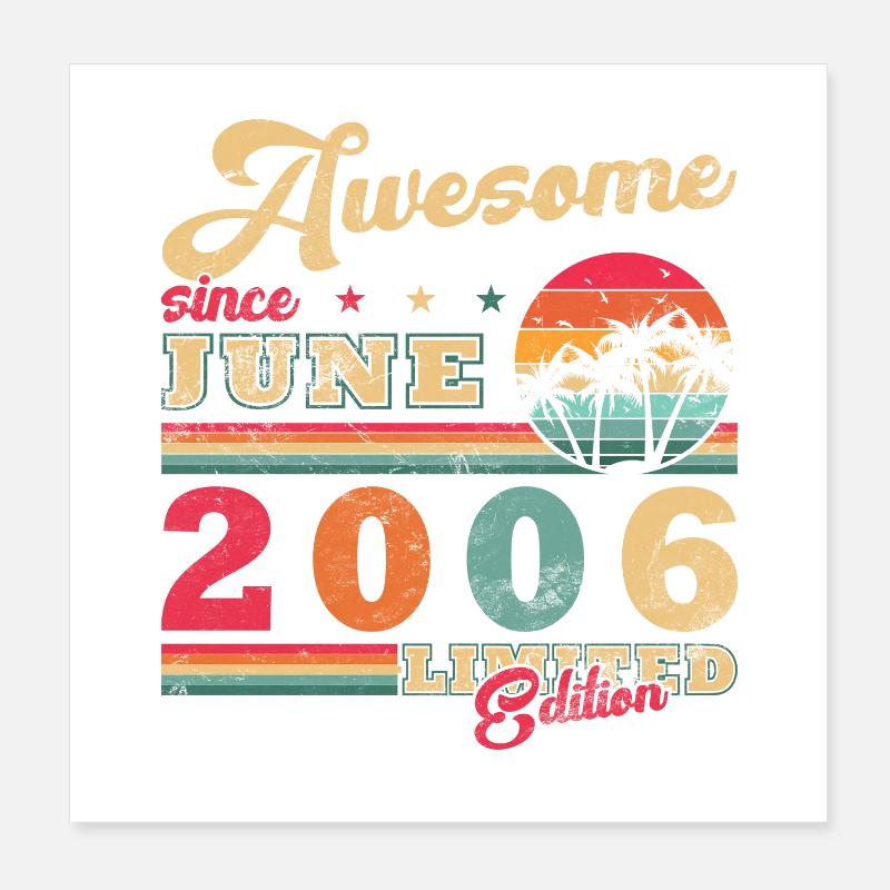 Juni 2006 Vintage-Retro-Geburtstagsgeschenk Poster 20x20 cm