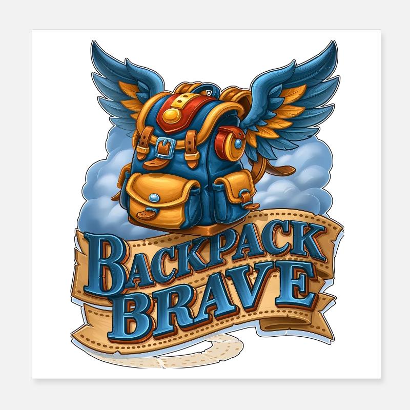 Backpack Brave Magical Flying Winged Bag Poster 8" x 8" (20x20 cm)