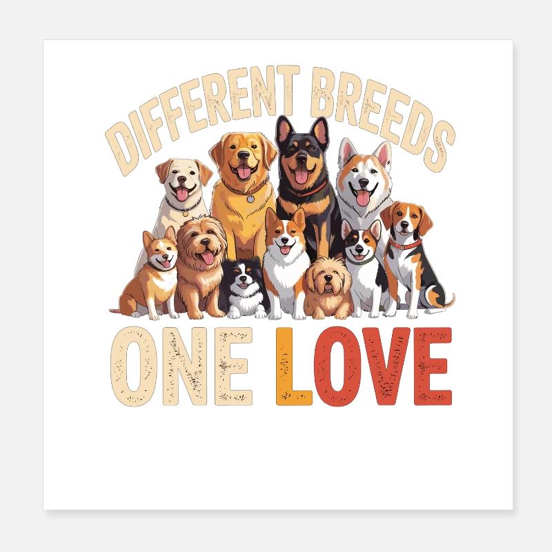 Races différentes : Un aime les chiens Poster 20 x 20 cm