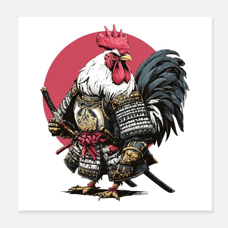 Armure samouraï coq Poster 20 x 20 cm