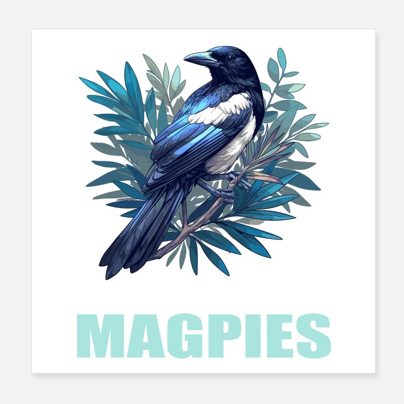Magpies Magpie Poster 8" x 8" (20x20 cm)