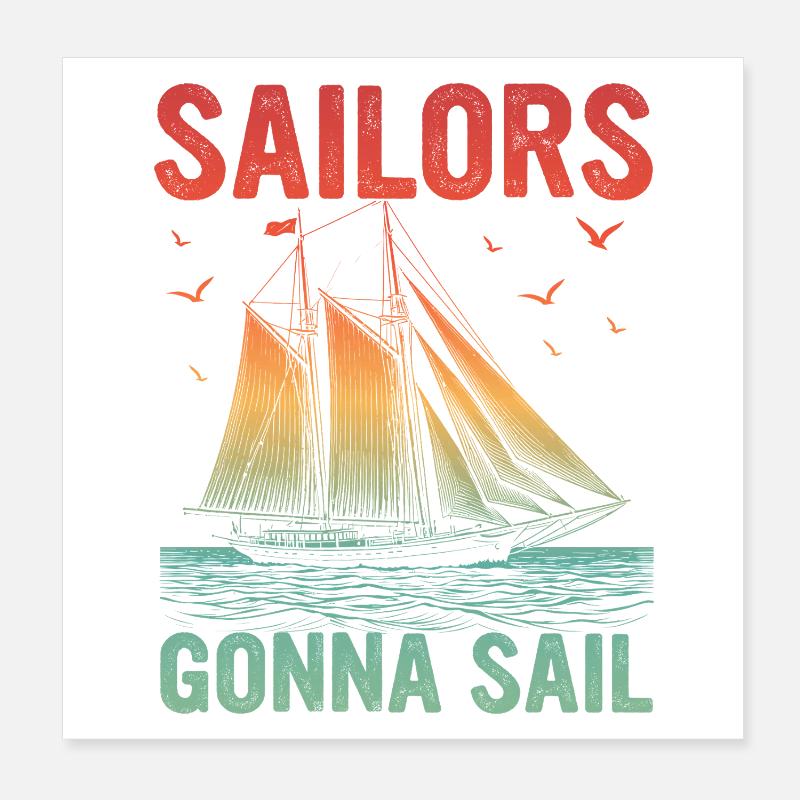 Marins qui passent au poste de Sailor Sailor Sail Captain Poster 20 x 20 cm