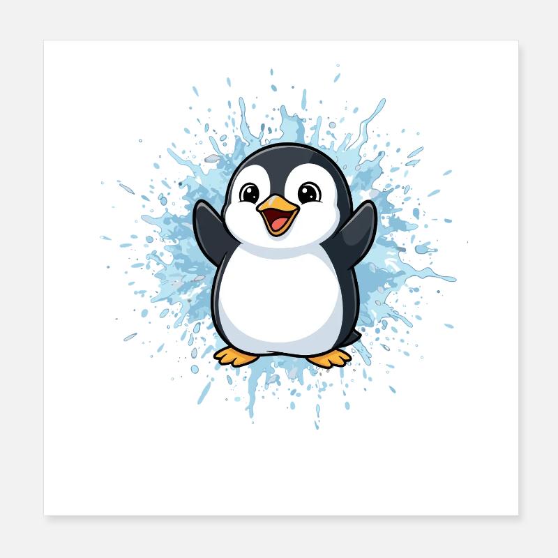 Pingu Splash Blue Poster 20 x 20 cm