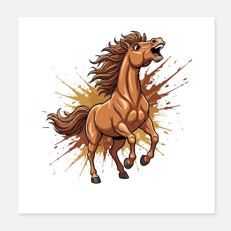 Cheval sauvage dans un flot de couleurs Poster 20 x 20 cm