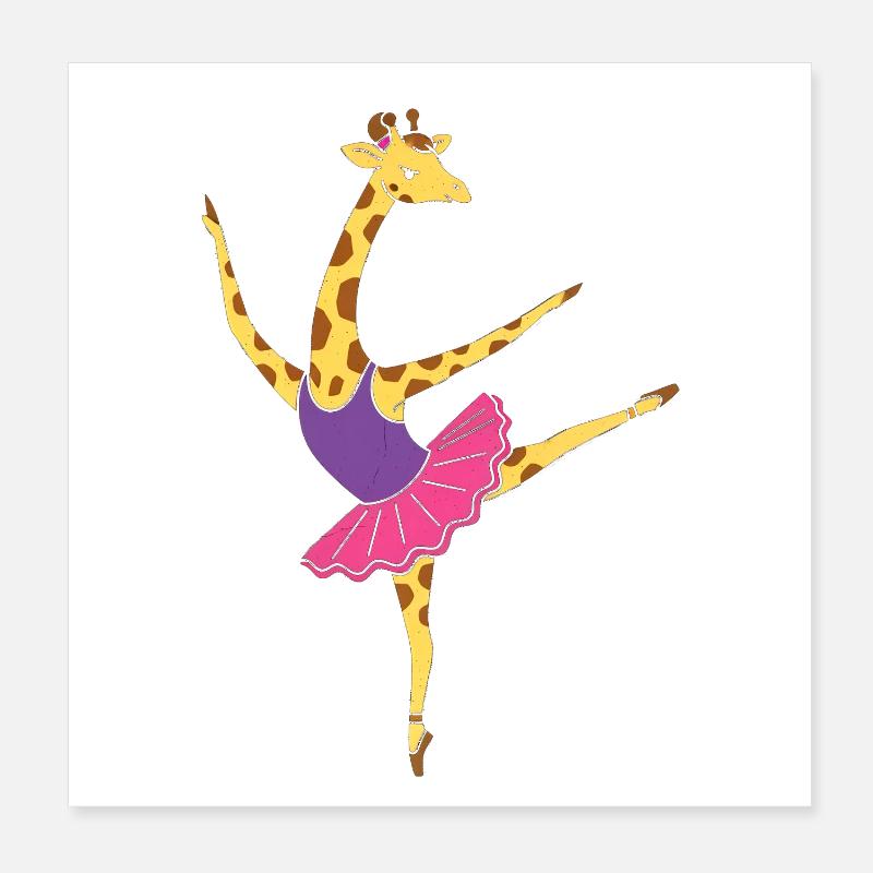 Giraffe Ballet at Pink Tutù Poster 8" x 8" (20x20 cm)