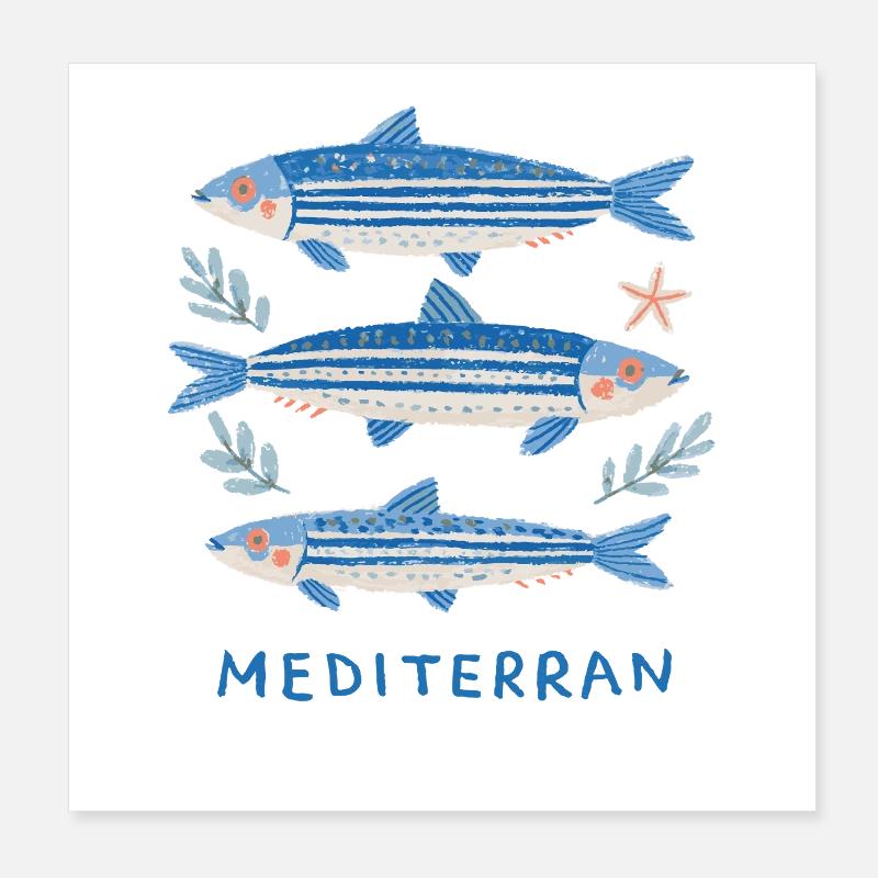 Sardines - Mediterranean Trilogy Poster 8" x 8" (20x20 cm)