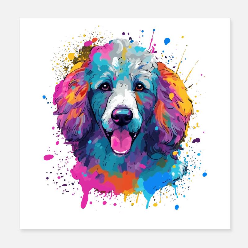 Pudel Splash Art Dog Bunt Poster 20x20 cm