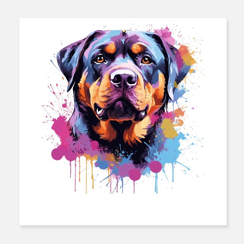 Rottweiler Bunker Splash Art Hund Poster 20x20 cm