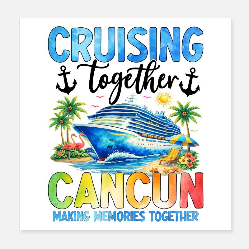 Croisière ensemble Cancún Créer des souvenirs Poster 20 x 20 cm