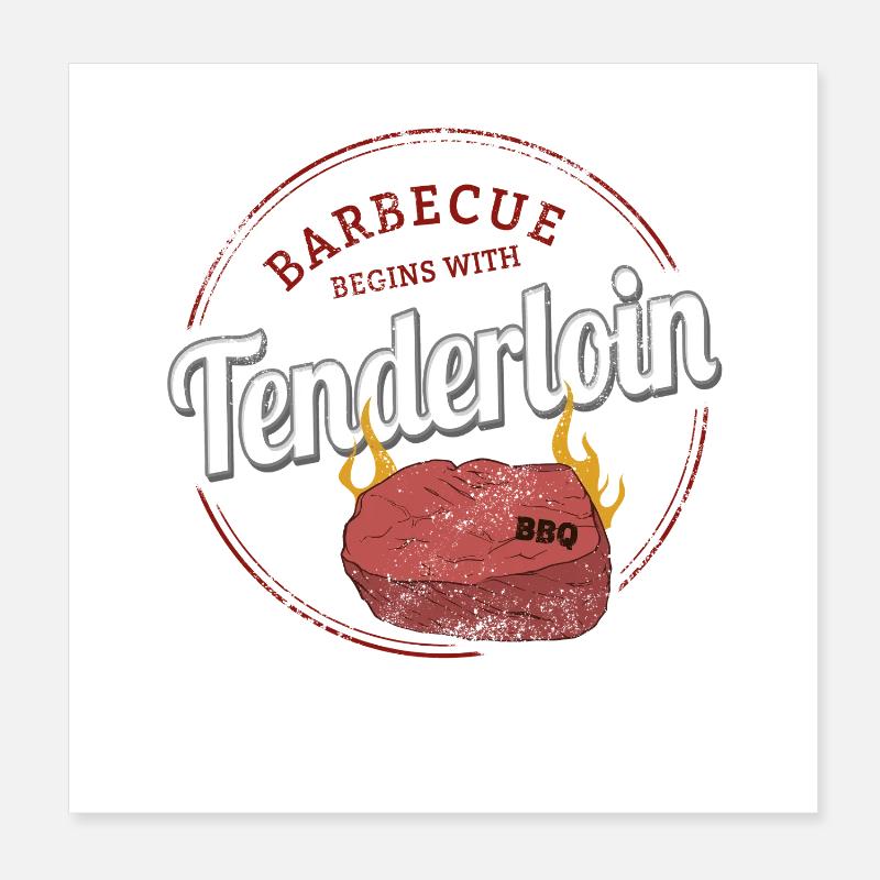 Rinderfilet Barbecue Rindfleisch Vintage BBQ Grill Poster 20x20 cm