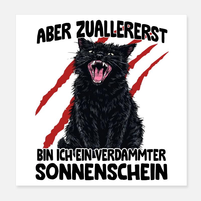 Schwarze Katze Goblin Mode aggressive Katze Zoomie Poster 20x20 cm