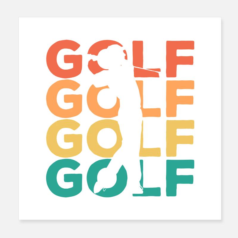 Silhouette du swing de golf arc-en-ciel Poster 20 x 20 cm