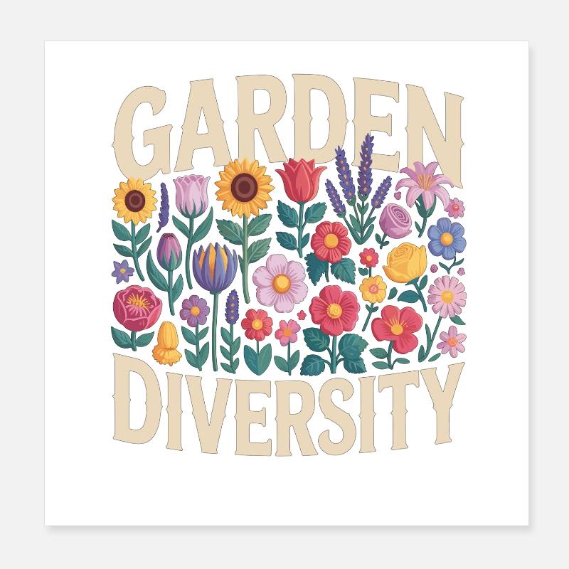 Garden Diversity Flowers Garden Poster 8" x 8" (20x20 cm)
