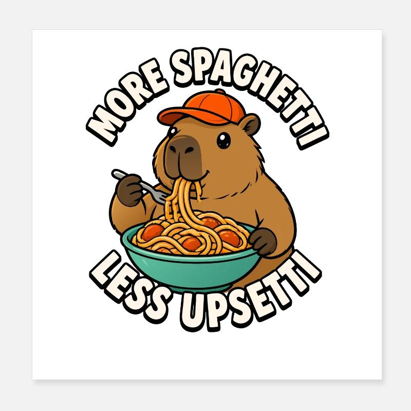 Plus de spaghettis, moins de tracas, spa pour enfants capybara Poster 20 x 20 cm