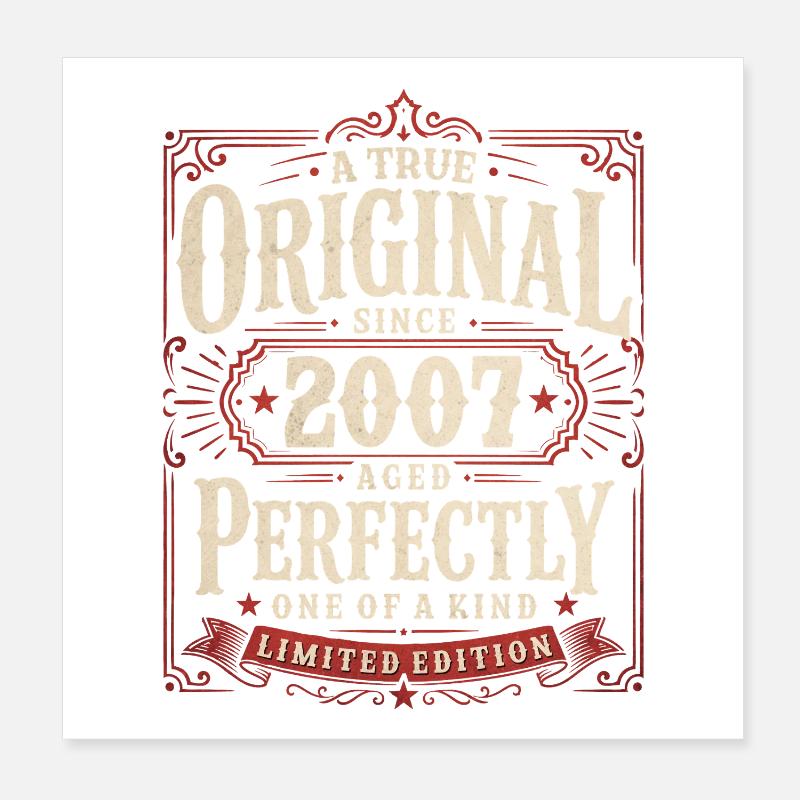 19th Birthday Gift Original Vintage 2007 Poster 8" x 8" (20x20 cm)