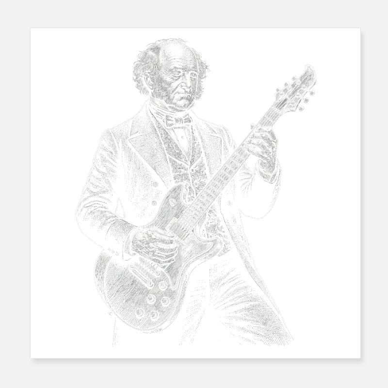 Martin Van Buren Playing Guitar Poster 8" x 8" (20x20 cm)
