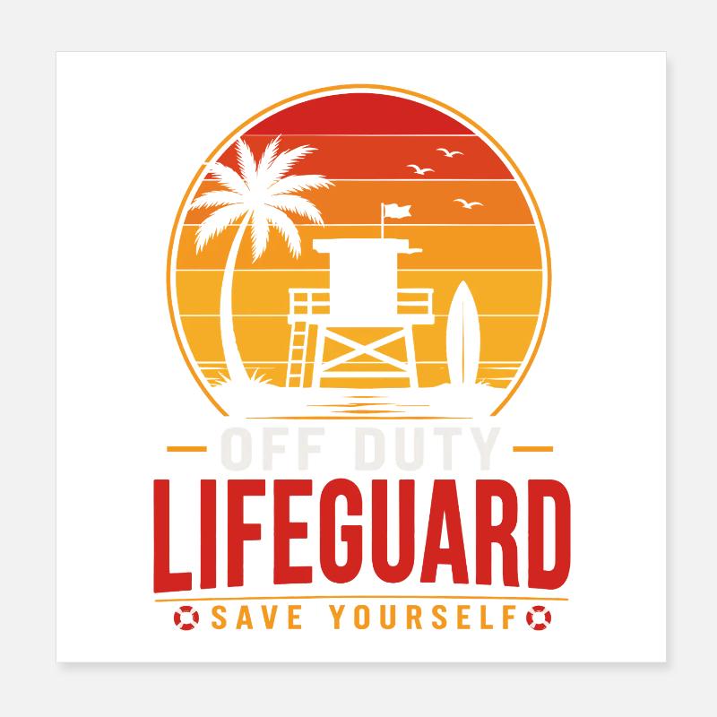 Off Duty Lifeguard Sunset Poster 8" x 8" (20x20 cm)