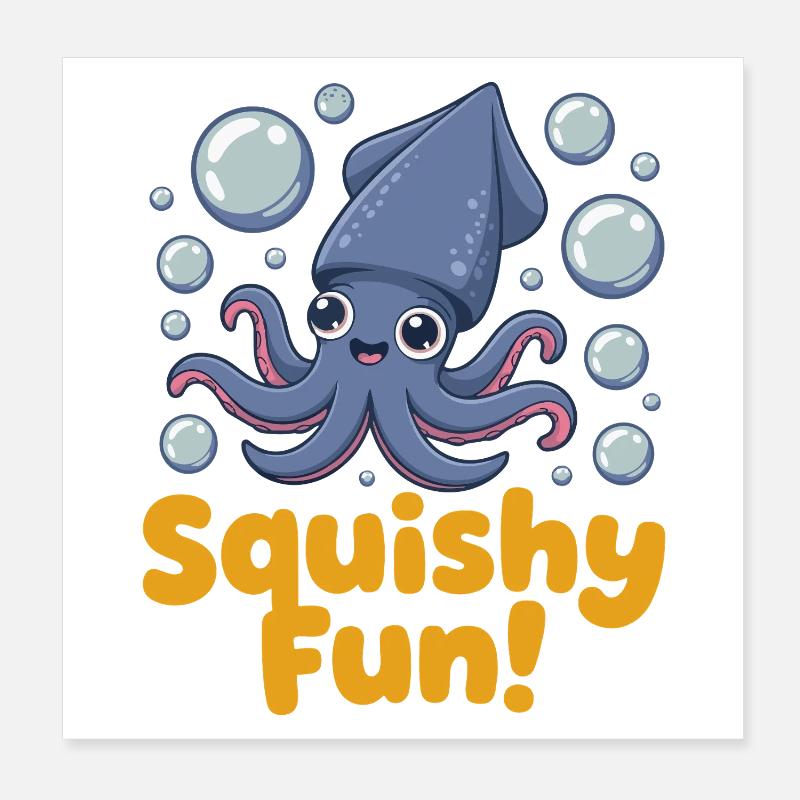 Illustration de calmar Squishy Fun Poster 20 x 20 cm