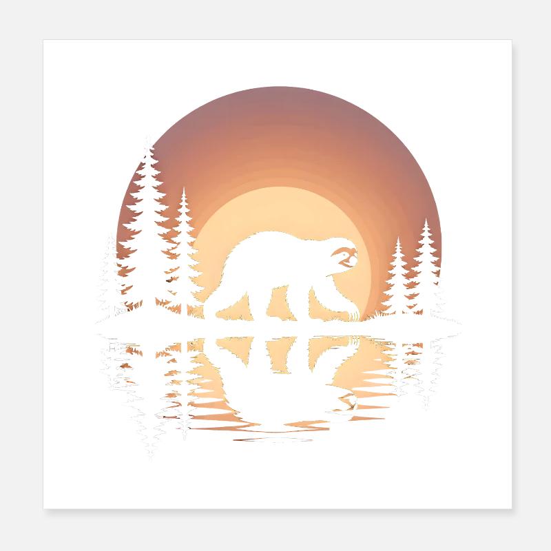 Mammoth at Sunset in Pine Forest Poster 8" x 8" (20x20 cm)