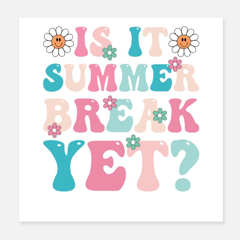 Summer Break Retro Floral Lettering Poster 8" x 8" (20x20 cm)