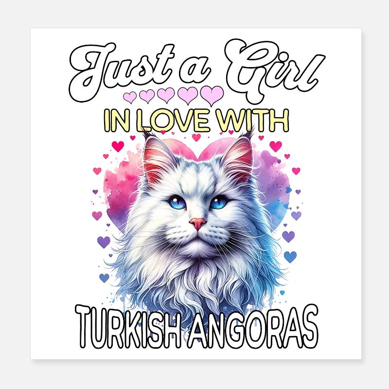 Türkisch Angorakatze Mädchen Poster 20x20 cm