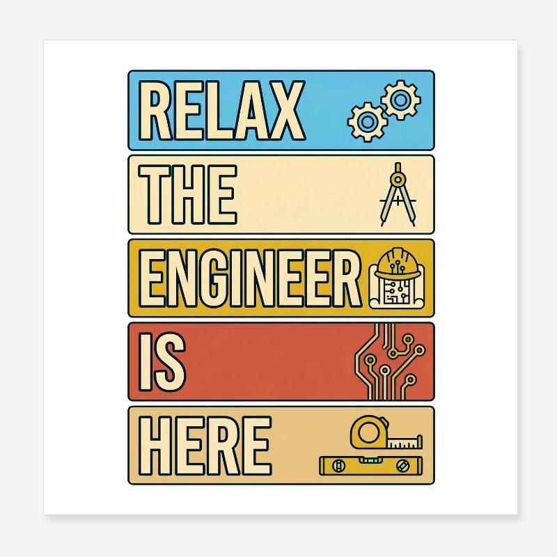 Détendez-vous Le Cadeau rétro de The Engineer Is Here Poster 20 x 20 cm