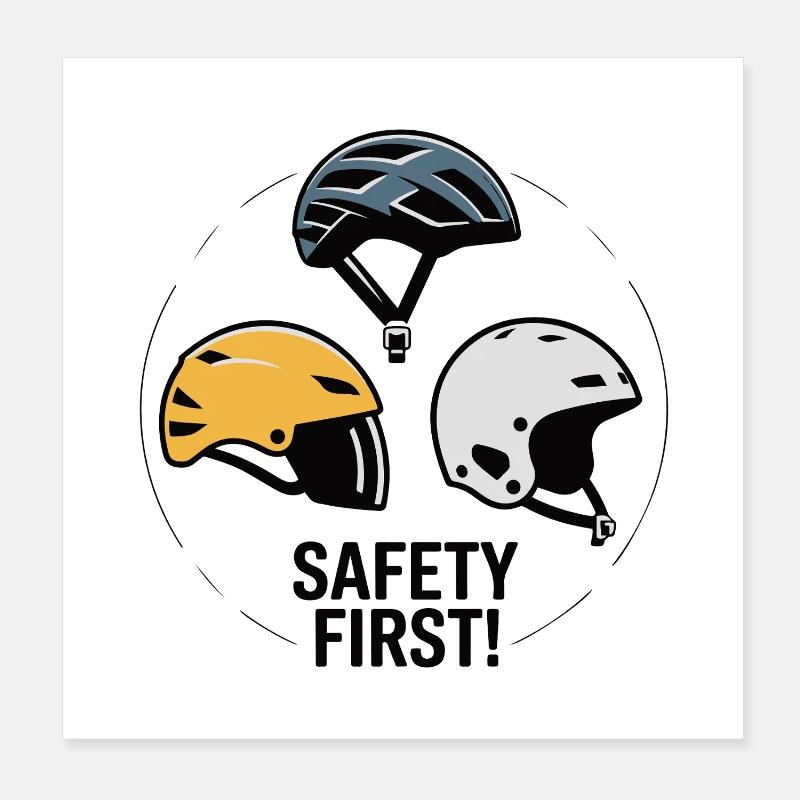 Safety First: Helmet Trio Badge Design Poster 8" x 8" (20x20 cm)