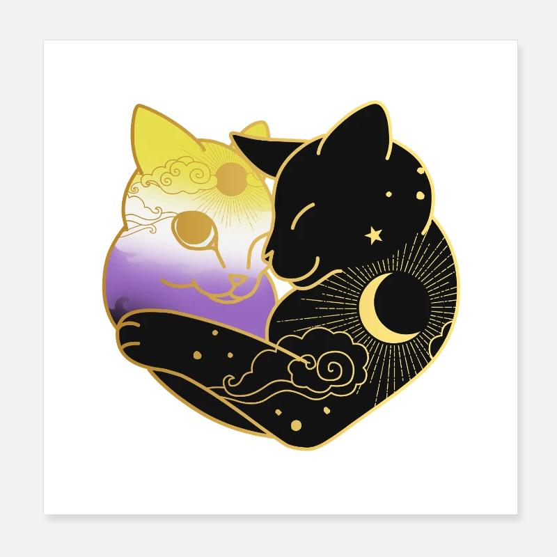 Chat non binaire Celestial Heart Pride Drapeau LGBT Poster 20 x 20 cm