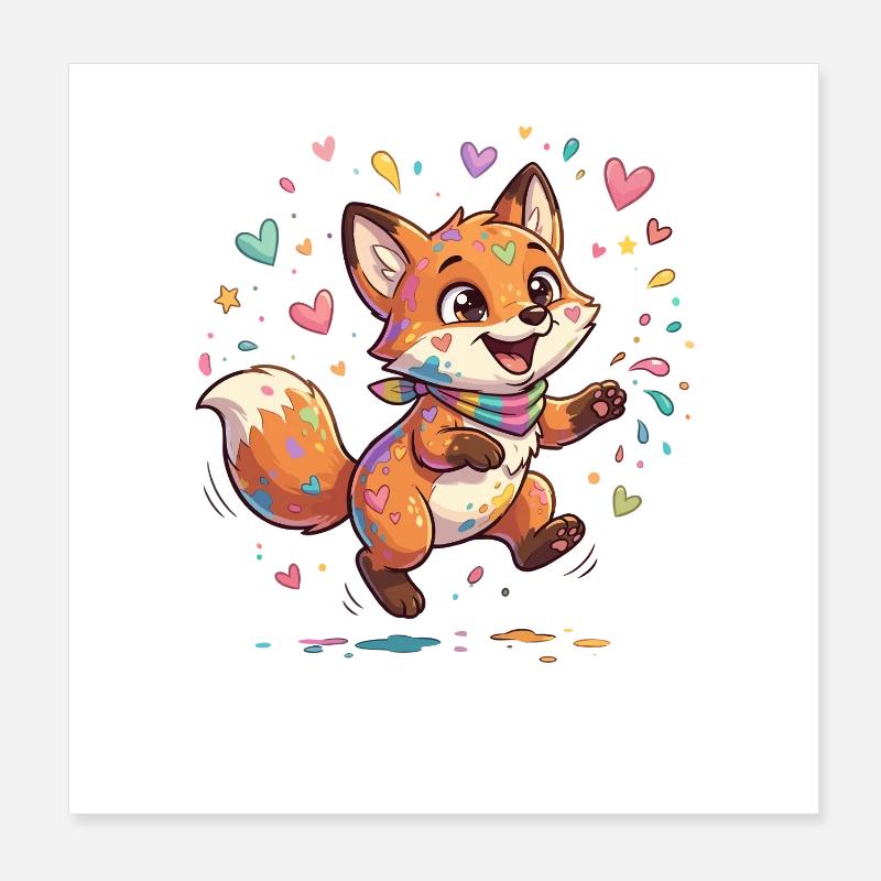 Adorable rainbow fox Poster 8" x 8" (20x20 cm)