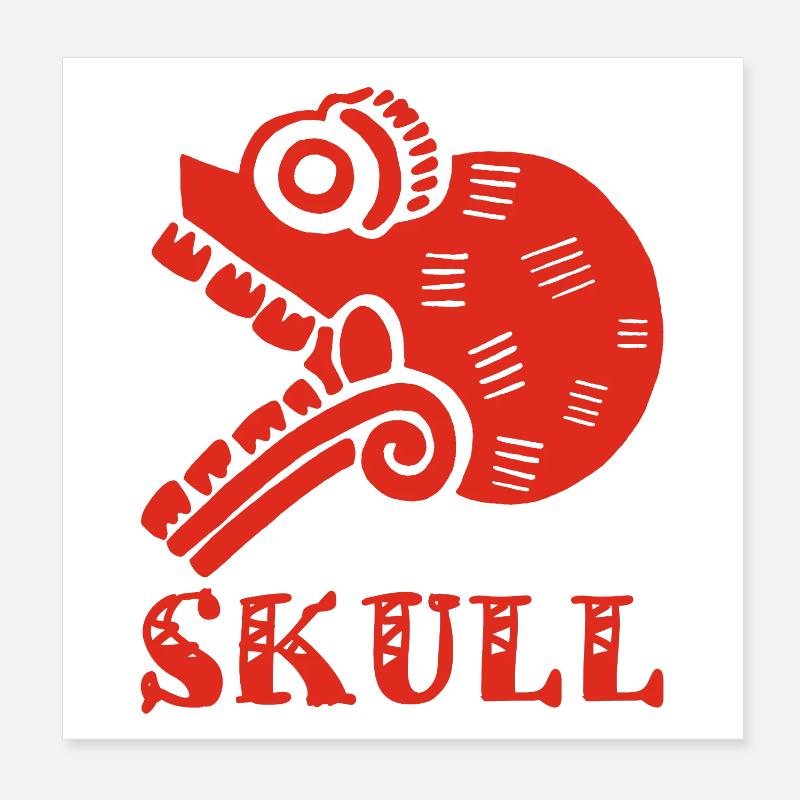 Red Tribal Skull Poster 8" x 8" (20x20 cm)