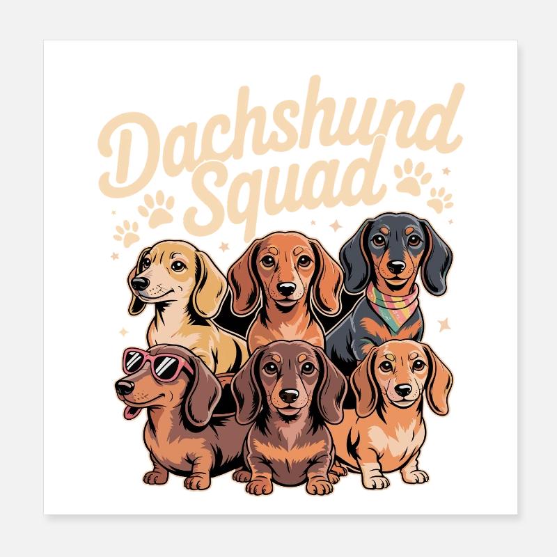 Dachshund Squad Poster 20x20 cm