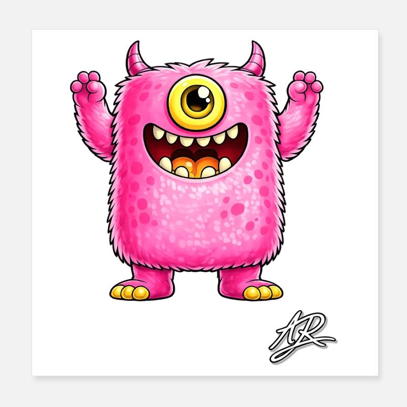 Monstre rose à un œil Poster 20 x 20 cm