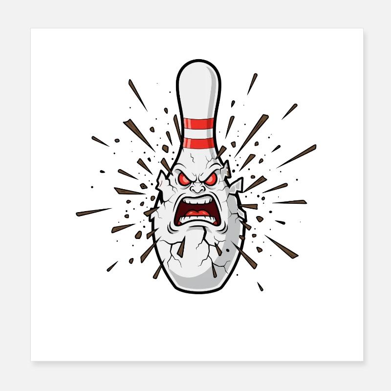 Wütender Bowlingpin Knall Poster 20x20 cm