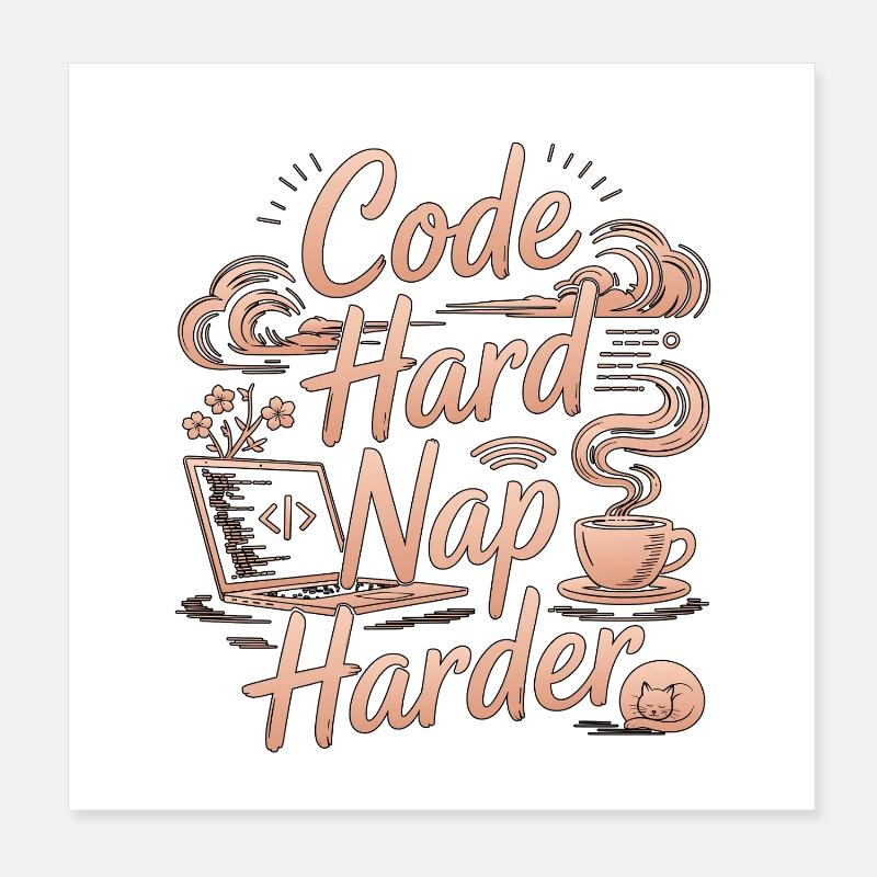 Code développeur à distance Hard Nap, Codeur à distance plus difficile Poster 20 x 20 cm