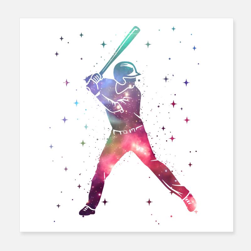 Baseball Player Kids Outer Space Baseball Player Poster 8" x 8" (20x20 cm)