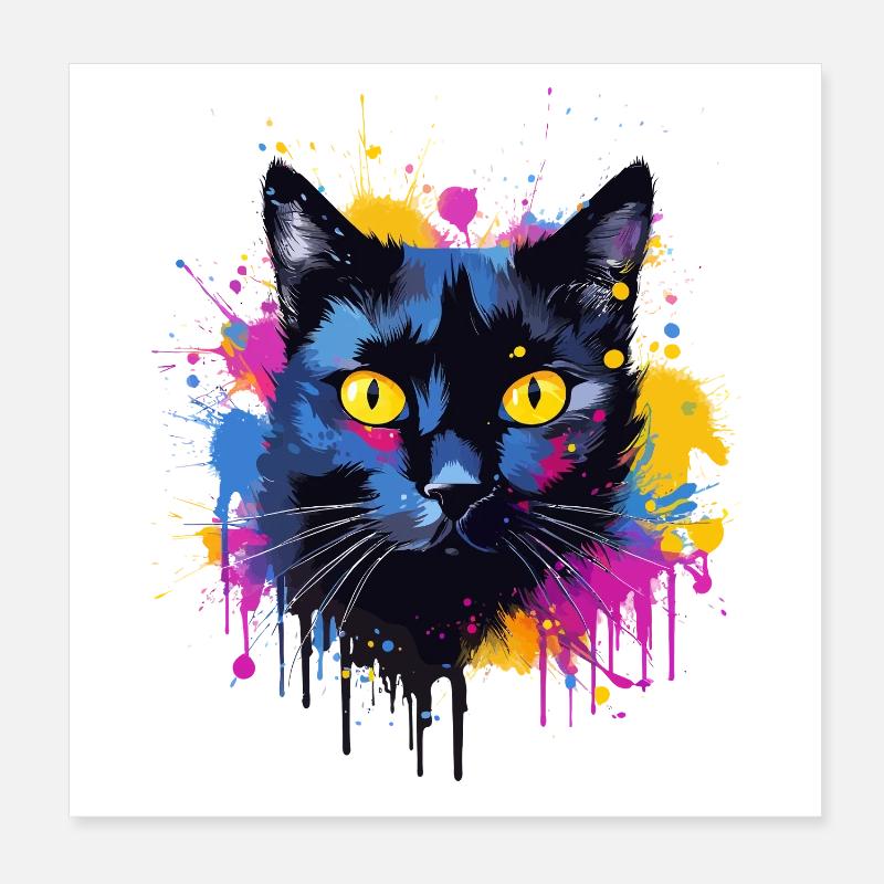 Art coloré sur le visage de chat de Bombay Poster 20 x 20 cm