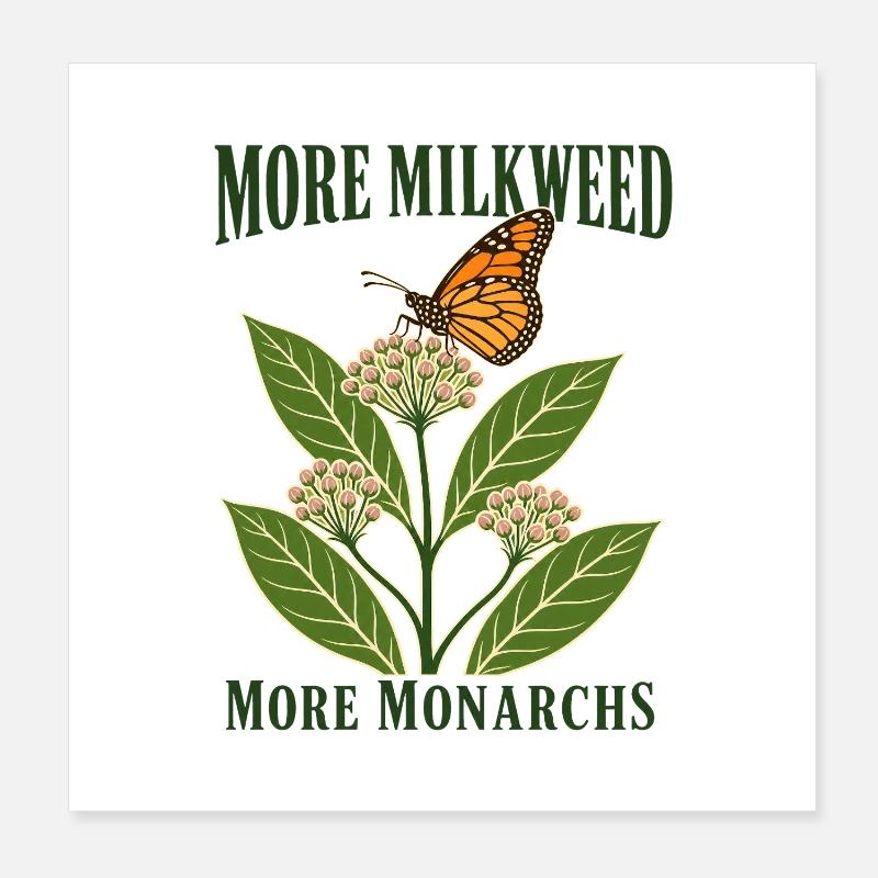 Plus d’asclépiades Plus de monarques Jardin des pollinisateurs Poster 20 x 20 cm