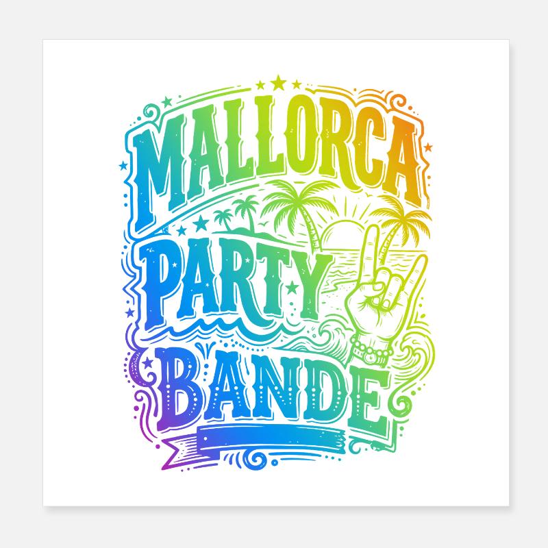 Mallorca Party Bande Bunt Poster 20x20 cm