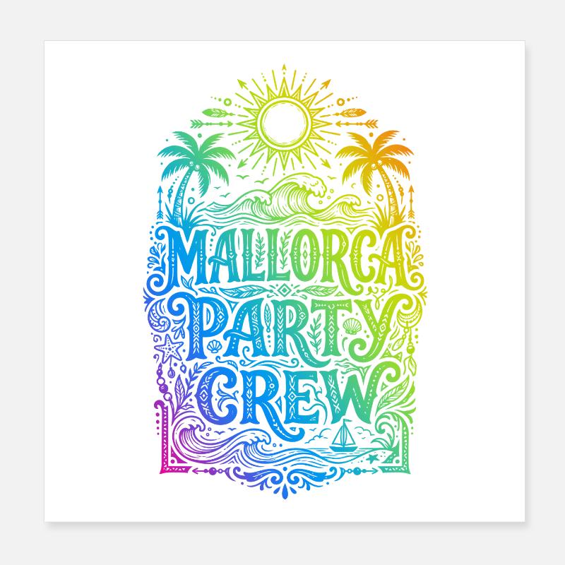 Équipe de fête de Majorque colorée Poster 20 x 20 cm