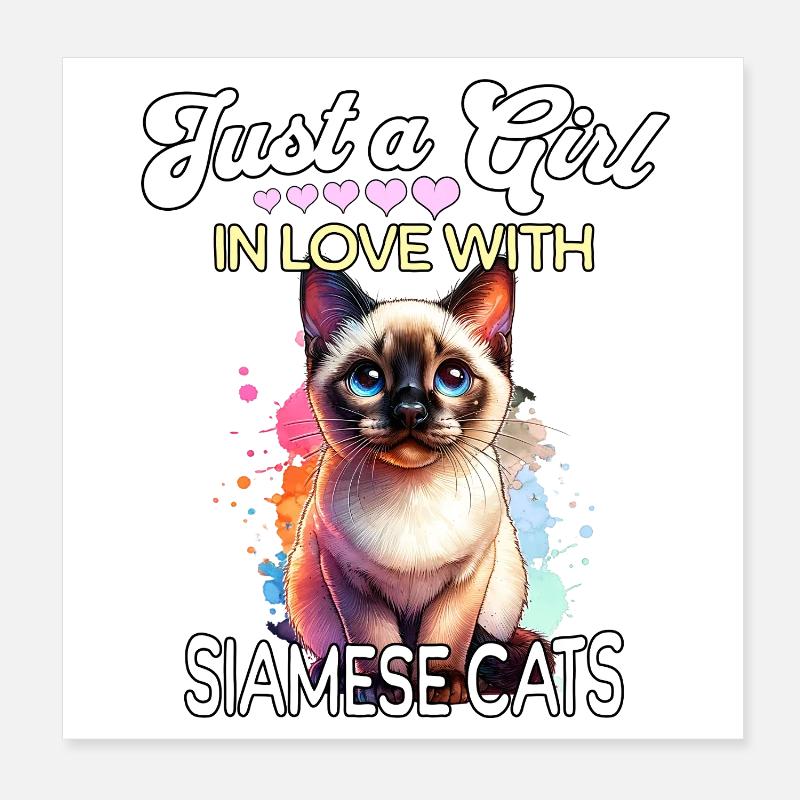 Fille-chat siamoise Poster 20 x 20 cm