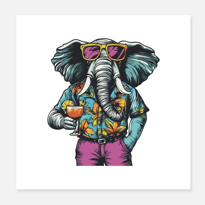 Elephant Comic Funny Holiday Poster 20 x 20 cm