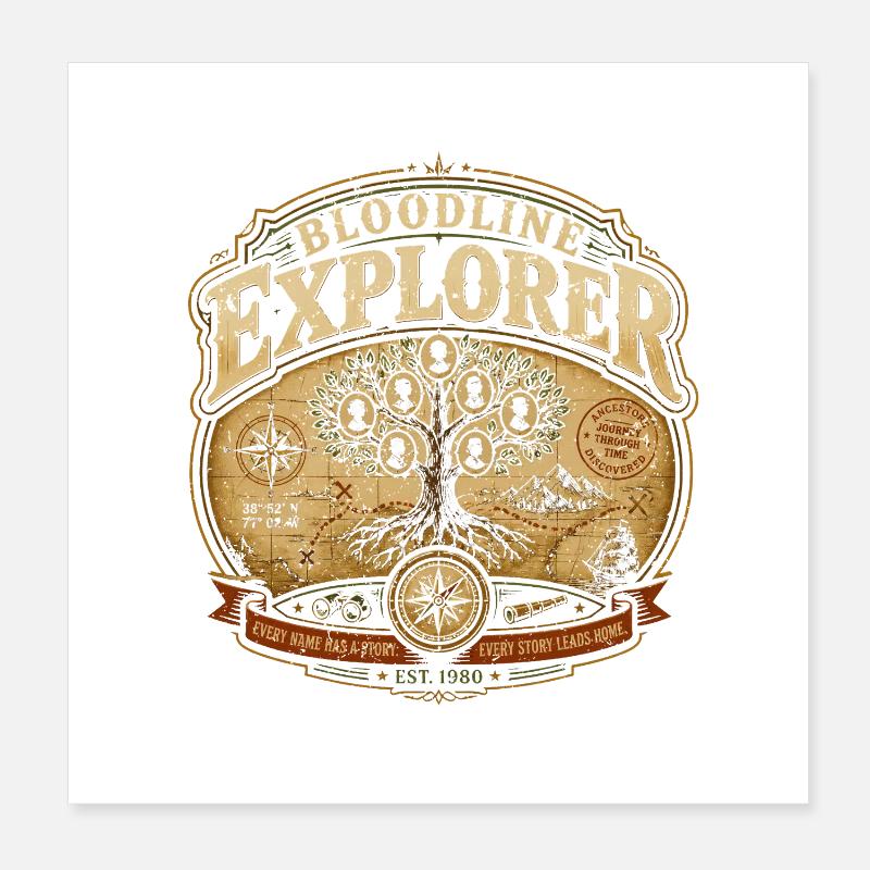 Généalogie Explorateur de lignée généalogique Poster 20 x 20 cm
